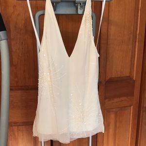 BCBG Low back cream sparkle halter top